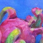 Still life with dragon fruit and banana, oil, canvas, 16x12''