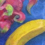 Still life with dragon fruit and banana, oil, canvas, 16x12''