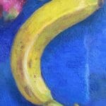 Still life with dragon fruit and banana, oil, canvas, 16x12''