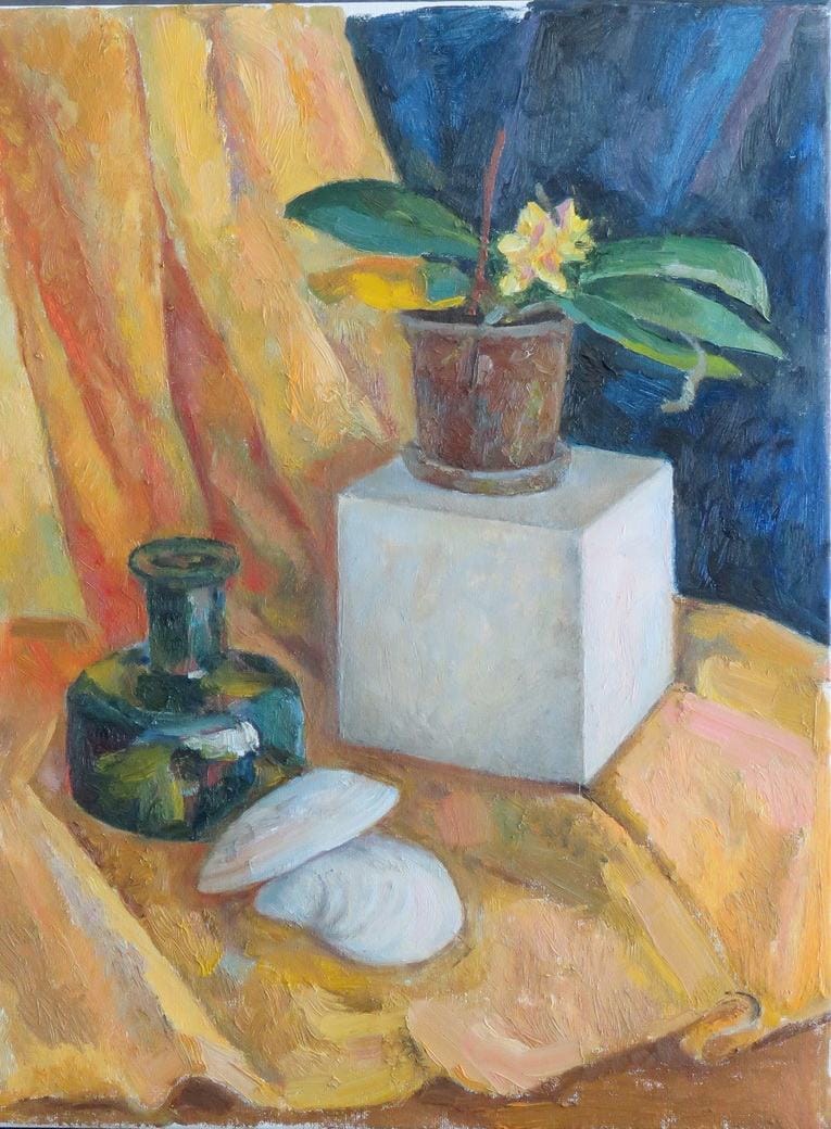 Still life with orchid, oil, canvas, 16x20''