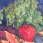 Still life with cut papaya, oil, canvas, 24x18''