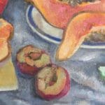Still life with cut papaya, oil, canvas, 24x18''