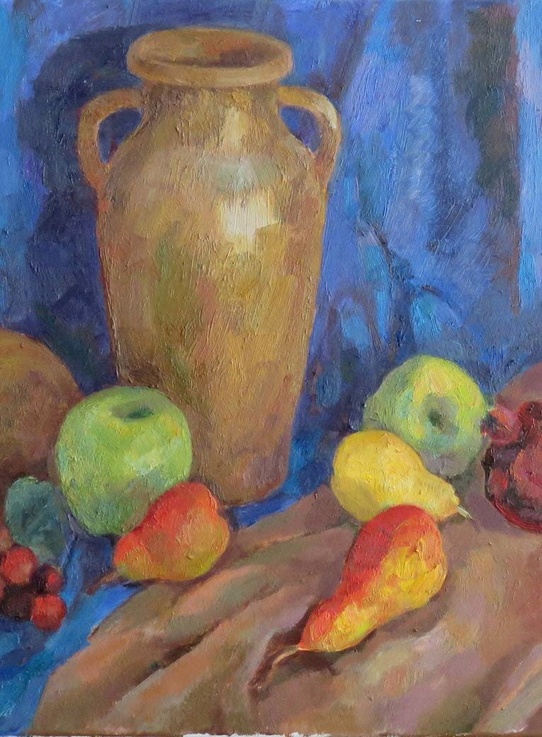 Still life with fruits, oil, canvas, 24x18''