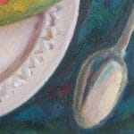 Still life with papaya on a plate, oil, canvas, 16x12''