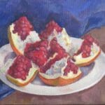 Still life with opened pomegranate, oil, canvas, 16x12''