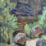 Landscape with dry tree, oil, canvas, 16x20''