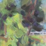 Landscape with river and a bridge, oil, canvas, 20x16''