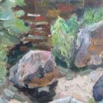 Landscape with dry tree, oil, canvas, 16x20''